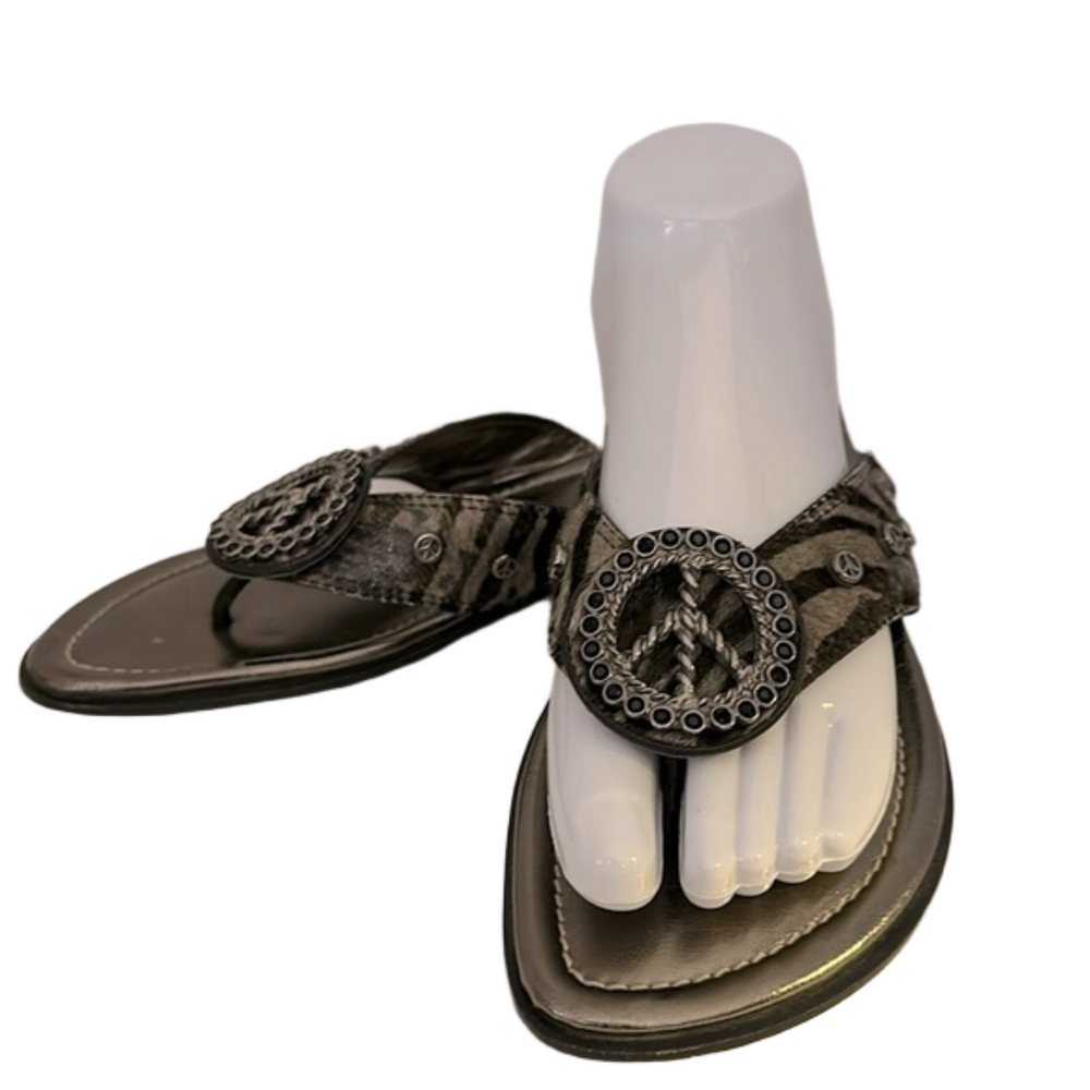 Donald J. Pliner Peace Gem Zebra Print Calf Hair Sandals Size 9 Narrow